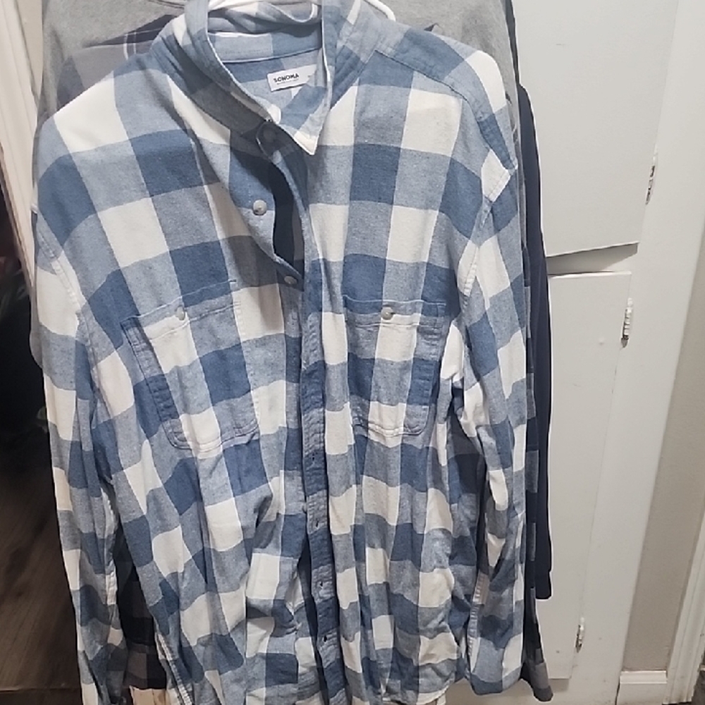 Sonoma Blue and White Plaid Shirt